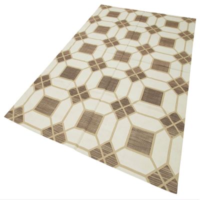 5'10" x 8'9" - 177 x 267 Cm Geometric Duri Brown Geometric Bohemian Wool Cotton Handmade Handknotted Vintage Turkish Area Rug for Living Room Bedroom Nursery Hallway Indoor