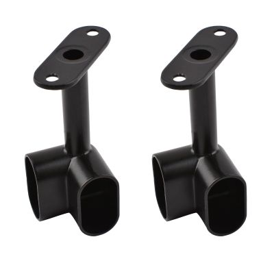 INCREWAY 2 pcs Oval Corner Closet Rod Support Bracket 90  Heavy Duty Wardrobe Accessories Clothes Rail Flange Seat for Closet Rod, Black