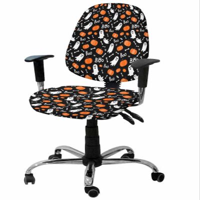 Jolunifun Halloween Office Chair Covers Stretchable 2 Piece, Soft Decorative Computer Desk Chair Cover Protector Universal Rotating Chair Slipcover Black Skeleton Ghost-Boo Fall Pumpkin