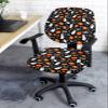 Jolunifun Halloween Office Chair Covers Stretchable 2 Piece, Soft Decorative Computer Desk Chair Cover Protector Universal Rotating Chair Slipcover Black Skeleton Ghost-Boo Fall Pumpkin view 2
