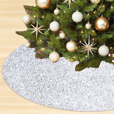 OMKSIH White Tree Skirt 46 Inches Velvet Christmas Tree Skirt Luxurious Sequined Tree Skirt Large Xmas Decorations for Glitter Tree Base Cover Mermaid Christmas Tree Rug Skirt for Winter Holiday Decor