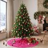 Hot Pink Christmas Tree Skirt 21 Inch Sparkly Sequin Tree Skirt Small Glittery Tree Skirt Fuchsia Tree Skirts Velvet Embroidered Tree Base Skirt Soft Christmas Skirts for Xmas Trees Party Decor view 2