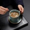 200ml/6.67oz Japanese coarse pottery ear hanging Coffee cup dish set retro western restaurant creative milk Mug for office home-Cup+Plate - White Brown-201-300ml view 4