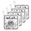 4 Packs Black and White Pot Holders Sets for Kitchen,Oven Pan Plate Bowl Pads Heat Proof Mat with Hanging Loop,Thick Terry Cloth Potholders For Cooking Baking Thanksgiving Pumpkin Boho Polka Dot Plaid view 1