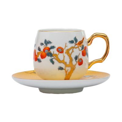 100ml/3.38oz Ceramic Coffee cup dish set household couple China-Chic afternoon tea creative Mug for office home-yellow-101-200ml