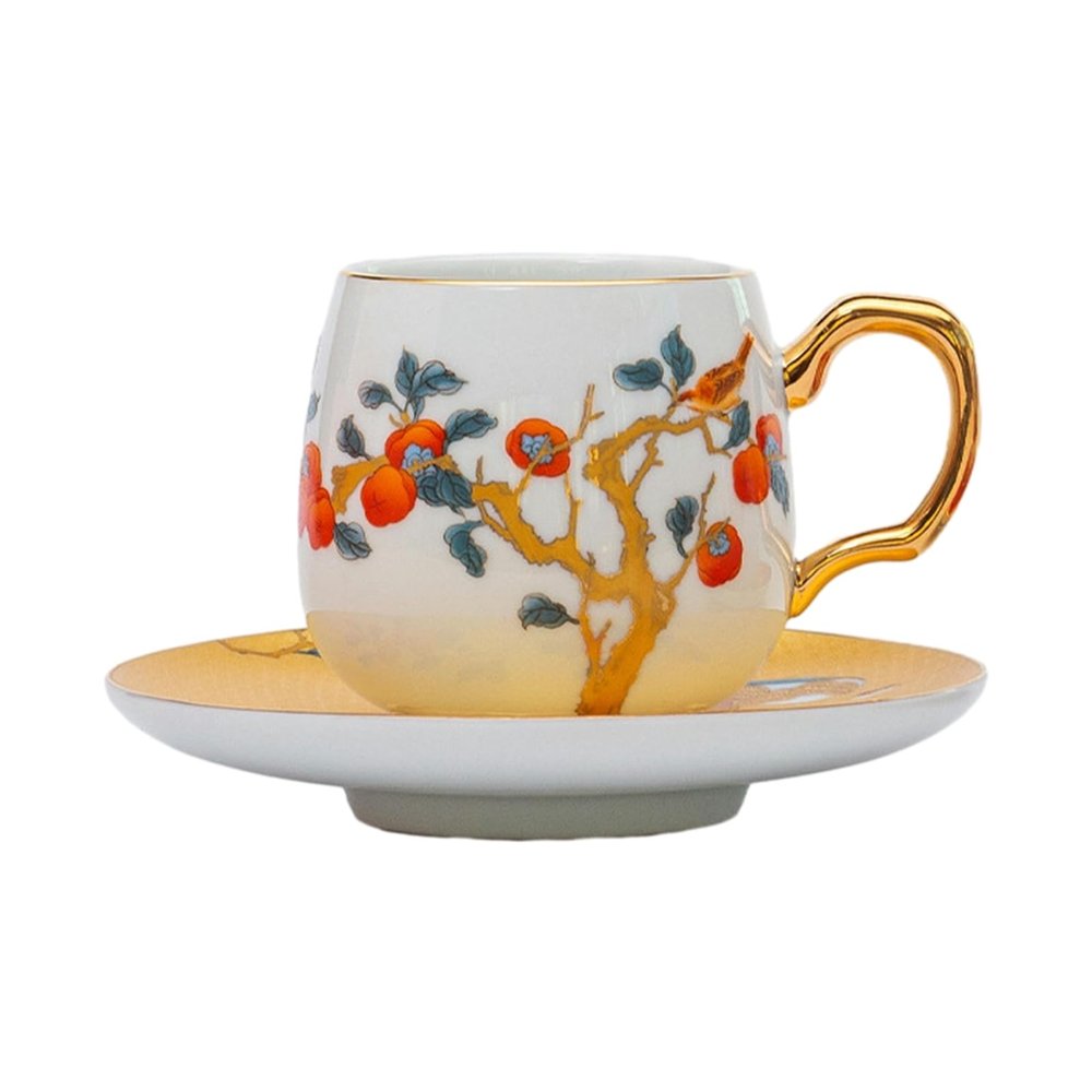 100ml/3.38oz Ceramic Coffee cup dish set household couple China-Chic afternoon tea creative Mug for office home-yellow-101-200ml