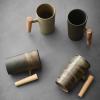 8.45oz Japanese hand-made rough pottery hand made Coffee cup - antique kiln turned Mug with wooden handle-marble white-201-300ml view 3