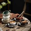 5.07oz Ceramic retro Coffee cup and saucer set - creative and personalized Mug-Egg shaped Coffee cup - kiln yellowing-150ml view 3