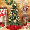 OMKSIH Red Christmas Tree Skirt 36 Inch Sequin Tree Skirt for Christmas Decoration Round Glitter Xmas Tree Skirt Christmas Tree Skirt Cover for New Year Ornaments view 2