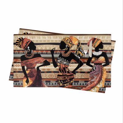 Historical African Women Placemats Set of 2, American Indian Southwest Traditional Woven Placemat Washable Wipeable Table Placemat with Pocket, Holiday Cloth Table Mat for Party Kichen Dinner
