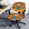 Jolunifun Scarecrow Pumpkins Office Chair Covers Stretchable 2 Piece, Soft Decorative Computer Desk Chair Cover Protector Universal Rotating Chair Slipcover Country Thanksgiving Maple Wood Grain view 2