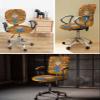Jolunifun Scarecrow Pumpkins Office Chair Covers Stretchable 2 Piece, Soft Decorative Computer Desk Chair Cover Protector Universal Rotating Chair Slipcover Country Thanksgiving Maple Wood Grain view 3