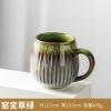15.21oz Large capacity kiln change glaze creative vertical pattern ceramic coffee mug with handle-Kiln-Formed Grass Green Mug-401-500ml view 2