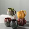 15.21oz Large capacity kiln change glaze creative vertical pattern ceramic coffee mug with handle-Kiln-Formed Grass Green Mug-401-500ml view 3