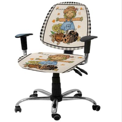 Scarecrow Pumpkin Office Chair Covers Stretchable 2 Piece, Soft Decorative Computer Desk Chair Cover Protector Universal Rotating Chair Slipcover Autumn Sunflower Plaid Boho Zebra Leopard Print