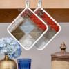 2 Packs Abstract Blush Pink Pot Holders Sets for Kitchen,Oven Pan Plate Bowl Pads Heat Proof Mat with Hanging Loop,Thick Terry Cloth Potholders for Cooking Baking Geometric Brown Beige Modern Color view 2