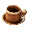 6.67oz Ceramic kiln Coffee cup dish set creative retro Italian breakfast ball handle cup-Gourd ball handle Coffee cup - kiln yellowing-200ml view 1