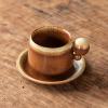 6.67oz Ceramic kiln Coffee cup dish set creative retro Italian breakfast ball handle cup-Gourd ball handle Coffee cup - kiln yellowing-200ml view 2