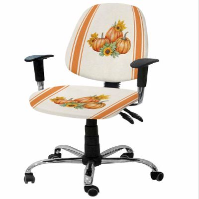 Harvest Pumpkins Office Chair Covers Stretchable 2 Piece, Soft Decorative Computer Desk Chair Cover Protector Universal Rotating Chair Slipcover Rustic Farmhouse Orange Thanksgiving Fall Leaf