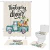 ZOE GARDEN Thanksgiving Truck Bathroom Set with Shower Curtain Rug Accessories,72x72 Inches Long Curtain with Large Bath Mat,Washable Floor Runner Rug Set,Hooks Fall Harvest Pumpkin Eucalyptus Barrel view 2