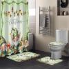 Christmas Gnomes Bathroom Set with Shower Curtain Rug Accessories - 72x72 Inches Long Bathtub Curtain with Small Bath Mat,Washable Bathtub Floor Runner Rug Set,Hooks Green Forest Pine Leaves Cone view 1
