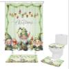 Christmas Gnomes Bathroom Set with Shower Curtain Rug Accessories - 72x72 Inches Long Bathtub Curtain with Small Bath Mat,Washable Bathtub Floor Runner Rug Set,Hooks Green Forest Pine Leaves Cone view 2