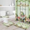 Christmas Gnomes Bathroom Set with Shower Curtain Rug Accessories - 72x72 Inches Long Bathtub Curtain with Small Bath Mat,Washable Bathtub Floor Runner Rug Set,Hooks Green Forest Pine Leaves Cone view 3