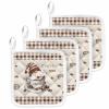 4 Packs Brown Coffee Gnomes Pot Holders Sets for Kitchen,Oven Pan Plate Bowl Pads Heat Proof Mat with Hanging Loop,Thick Terry Cloth Potholders for Cooking Rustic Farmhouse Plaid Winter Snowflake view 1
