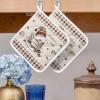 4 Packs Brown Coffee Gnomes Pot Holders Sets for Kitchen,Oven Pan Plate Bowl Pads Heat Proof Mat with Hanging Loop,Thick Terry Cloth Potholders for Cooking Rustic Farmhouse Plaid Winter Snowflake view 2