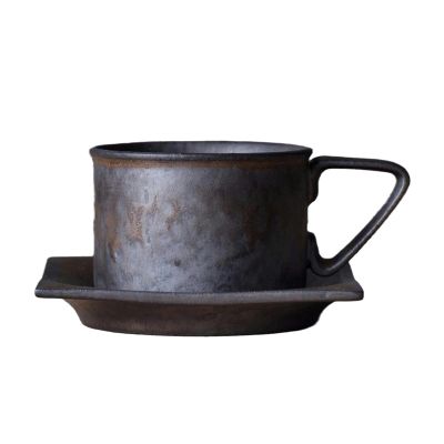 5.07oz Ceramic Coffee cup dish set-Japanese latte gilded antique figured cup-lovers Mug-April Coffee cup square mat-101-200ml