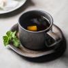5.07oz Ceramic Coffee cup dish set-Japanese latte gilded antique figured cup-lovers Mug-April Coffee cup square mat-101-200ml view 4