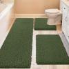 ACCUMTEK Upgrade Extra Large Oliver Green Bathroom Rug Set 3 Pieces Ultra Soft, Thick Absorbent Bath Mats, Non Slip Chenille Toilet Mat for Bathroom, Bedroom, Kitchen view 1