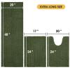 ACCUMTEK Upgrade Extra Large Oliver Green Bathroom Rug Set 3 Pieces Ultra Soft, Thick Absorbent Bath Mats, Non Slip Chenille Toilet Mat for Bathroom, Bedroom, Kitchen view 2
