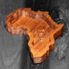 African Map-Shaped Jewelry Tray with Lion Head Engraving | Premium Wood Organizer for Rings, Keys, Jewelry, Coins | African Art Wall Decor & Storage | 10.47 x 11.22 x 1.77 Inches view 2