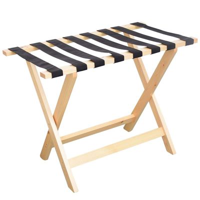 Katzowen Luggage Rack Guest Room Wood Suitcase Stand Floor-Standing Shelf Foldable 4/5/8 Nile Bandage Solid Wood Pension Easy to Move Durable,4 Colors, 3 Sizes (Color : A, Size : 80x45x60cm)