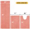 ACCUMTEK Upgrade Extra Large Coral Bathroom Rug Set 3 Pieces Ultra Soft, Thick Absorbent Bath Mats, Non Slip Chenille Toilet Mat for Bathroom, Bedroom, Kitchen view 2