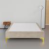 Greaton, 15-Inch Premium Velvet Material Wood Platform Bed, Durable, Stylish, Multi Colour Options, No Box Spring Needed, Golden Metal Legs, 75" x 48", Beige view 1