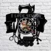ICECHEN Vinyl Record Wall Clock I Love Sewing Quilting Vinyl Record Wall Clock Sawing Girl Wall Clock Modern Design Sewing Machine Tailor Wall Decor Seamer Gift view 3