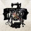 ICECHEN Vinyl Record Wall Clock I Love Sewing Quilting Vinyl Record Wall Clock Sawing Girl Wall Clock Modern Design Sewing Machine Tailor Wall Decor Seamer Gift view 4
