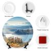 6" Decorative Plate Autumn Blue Sky Round Ceramic Plate with Display Stand Modern Porcelain Table Plate Wall Hanging Decoration for Home Office Collectible Art Souvenir view 3