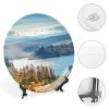 6" Decorative Plate Autumn Blue Sky Round Ceramic Plate with Display Stand Modern Porcelain Table Plate Wall Hanging Decoration for Home Office Collectible Art Souvenir view 4