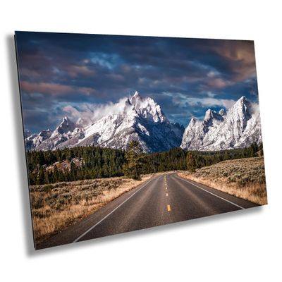 Road to the Tetons, Grand Teton National Park, Jackson Hole, Wyoming - Print/Canvas/Acrylic/Metal (Canvas (3 Panel) Print, 40x90 Inches)