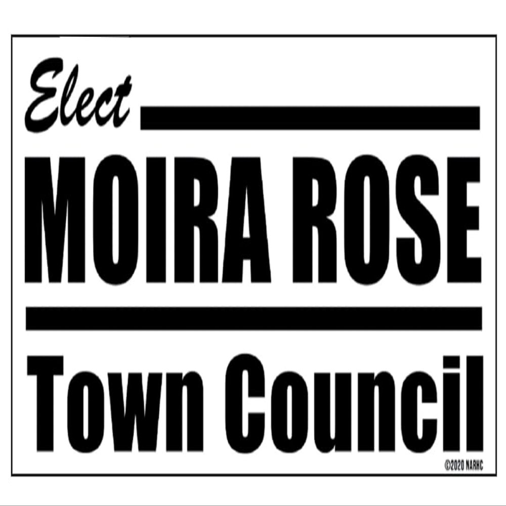 Schitt Swag - Moira Town Council Sticker, 5" by 2.5" large sticker. - Rose Family David, Alexis, Johnny & Moira - for The Refrigerator, Dorm, Garage and More!