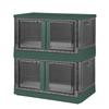 NewHome 2Pcs 32L Foldable Storage Bins with Lid Collapsible Stackable Closet Organizer Containers with Front Door Lock 4Pcs Wheels (30 CM, Green) view 1