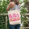 12oz Canvas Tote Bag - Funny Better Late Than Ugly, Latecomer Quote - Beauty Themed Merch for Makeup Artist or Cosmetologist, Gift for Makeup Lovers & Beauticians view 2