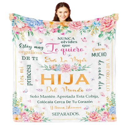 Nicetous Regalo para Mi Hija, Gifts for Daughter in Spanish, Regalos para Hijas, Blanket/Manta/Cobija para Mi Hija en Espaol 50x60in, Regalo de Cumpleanos para Mi Hija