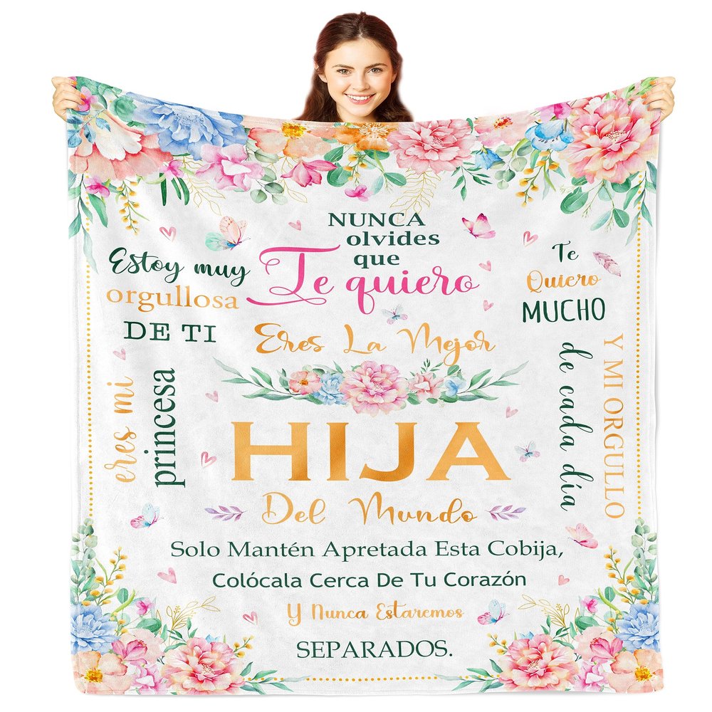 Nicetous Regalo para Mi Hija, Gifts for Daughter in Spanish, Regalos para Hijas, Blanket/Manta/Cobija para Mi Hija en Espaol 50x60in, Regalo de Cumpleanos para Mi Hija