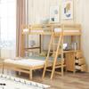 Twin Over Full Bunk Bed with Built-in Desk and Three Drawers, Wooden Storage Bunk Beds with Removable Bottom Bed,Bunk Beds with Ladder & Guardrails for Kids Teens Adults (Natural@1) view 1