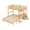 Twin Over Full Bunk Bed with Built-in Desk and Three Drawers, Wooden Storage Bunk Beds with Removable Bottom Bed,Bunk Beds with Ladder & Guardrails for Kids Teens Adults (Natural@1) view 2