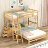 Twin Over Full Bunk Bed with Built-in Desk and Three Drawers, Wooden Storage Bunk Beds with Removable Bottom Bed,Bunk Beds with Ladder & Guardrails for Kids Teens Adults (Natural@1) view 3
